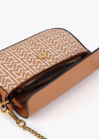 Jacquard and Faux Leather Flap Crossbody