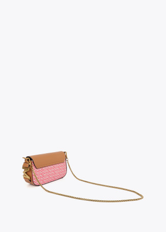 Borsa a Tracolla con Patta Jacquard ed Effetto Pelle