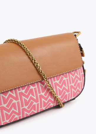 Jacquard and Faux Leather Flap Crossbody Bag