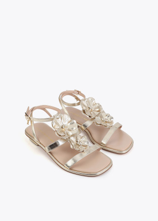 Flat Sandal with Floral Embellishments