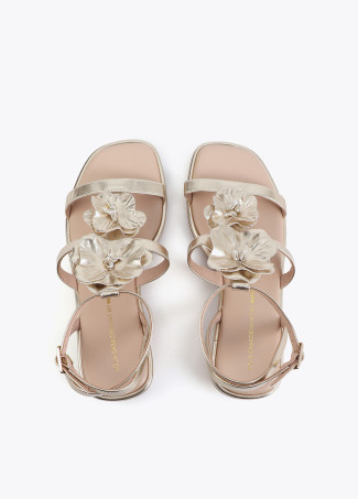 Flat Sandal with Floral Embellishments
