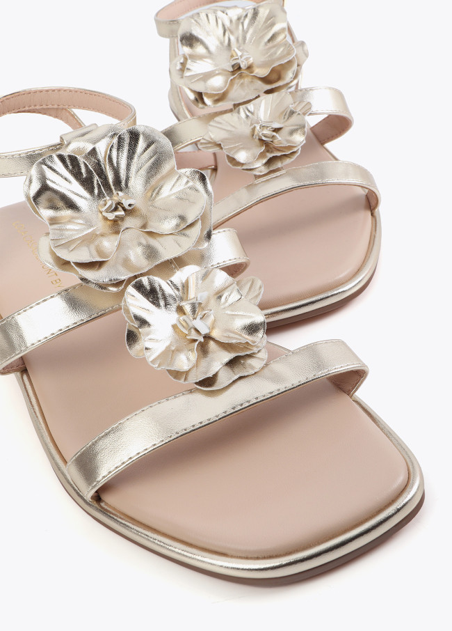 Flat Sandal with Floral Embellishments