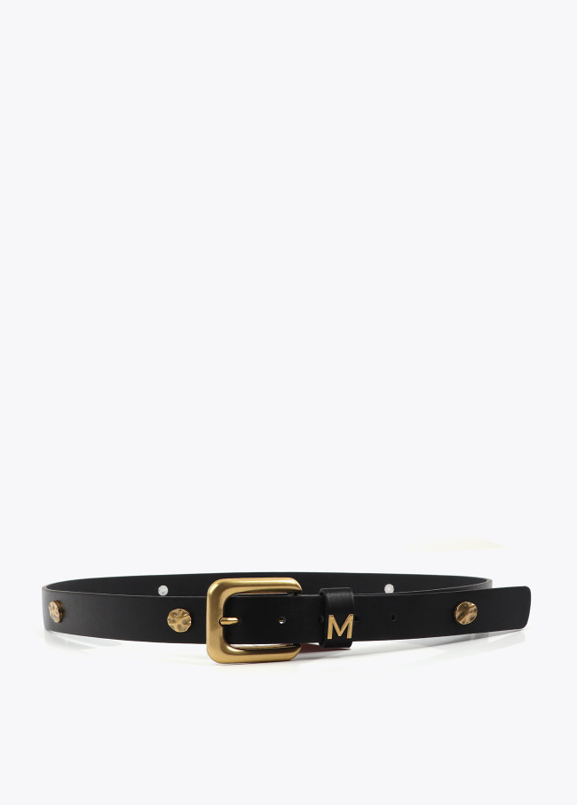 Belt with Square Buckle and Irregular Studs