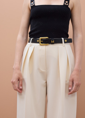 Ceinture avec Boucle Carrée et Clous Irréguliers
