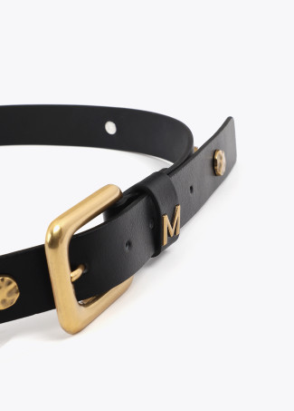 Ceinture avec Boucle Carrée et Clous Irréguliers