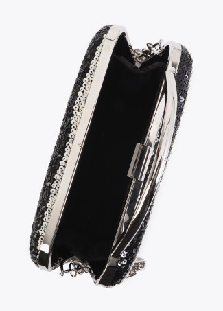 Clutch Listrada com Lantejoulas