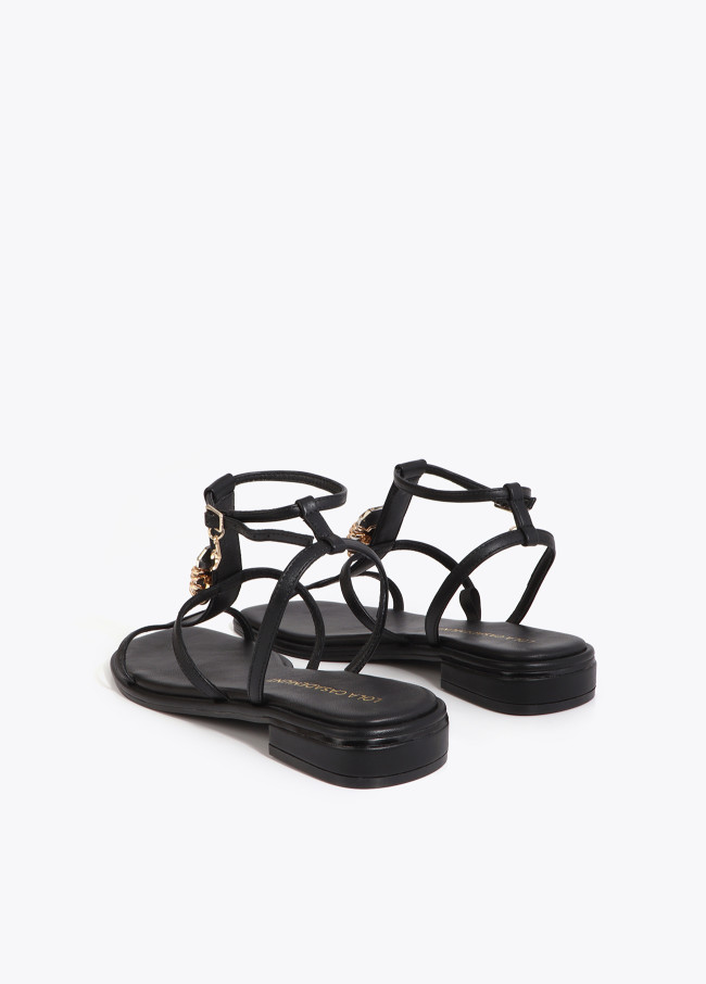 Flat Sandal with Crystal Embellished Strap