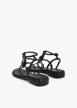 Flat Sandal with Crystal Embellished Strap