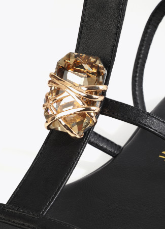 Flat Sandal with Crystal Embellished Strap