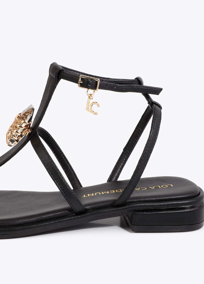 Flat Sandal with Crystal Embellished Strap