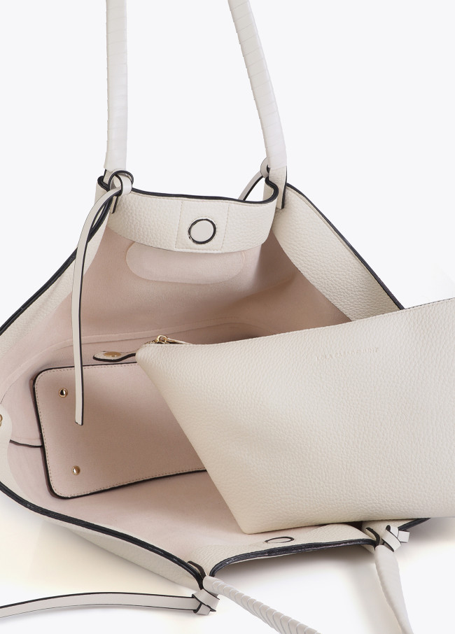 Shopper effetto pelle con manico intrecciato