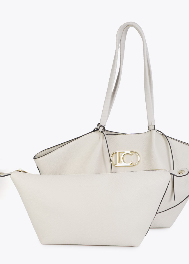 Faux Leather Shopper with Braided Handle