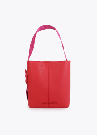 Shopper nylon con manico a contrasto