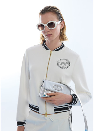 Blouson Scuba avec Détail de Ruban et Imprimé au Dos