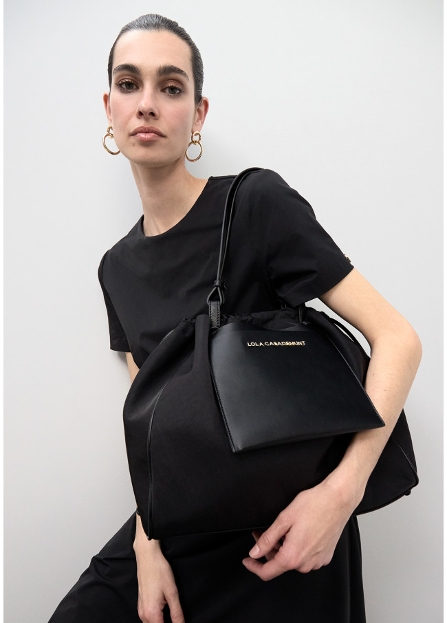 Nylon and PU Shopper Bag