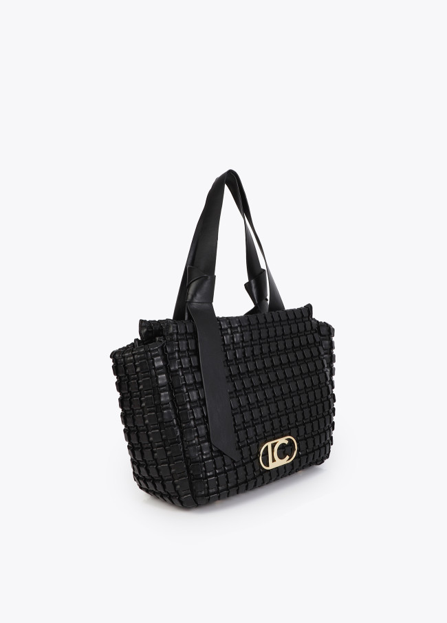 Braided Material Bag with Metallic Bow Detail