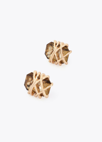 Maxi Crystal Earring with Metallic Detail