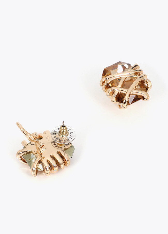 Maxi Ohrring mit Kristall und Metalldetail