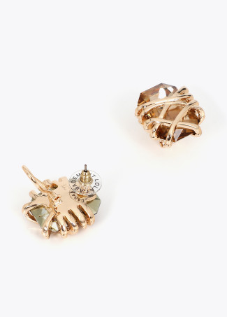 Orecchino maxi cristallo con dettaglio metallico