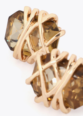 Maxi Crystal Earring with Metallic Detail