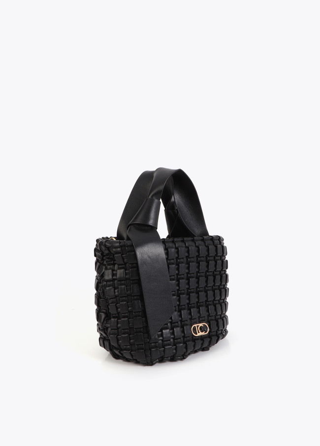 Braided Material Bag with Bow Detail