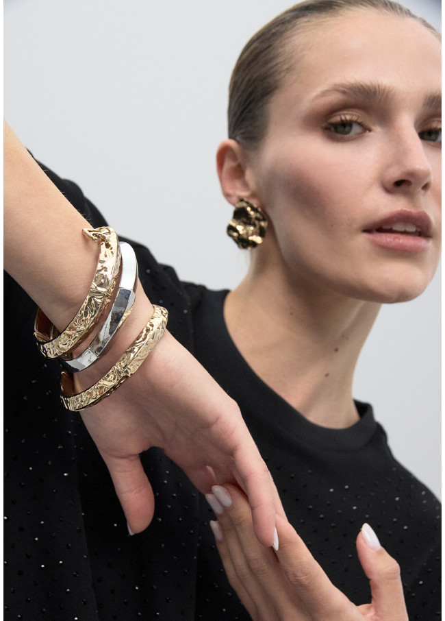 Set Bicolor Texturierte Elastische Armbänder