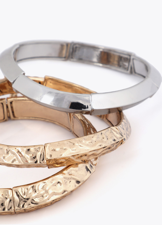 Set Bicolor Texturierte Elastische Armbänder