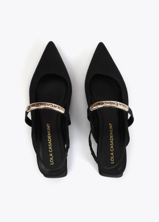 Flat Shoe in Grosgrain Fabric with Logo Detail