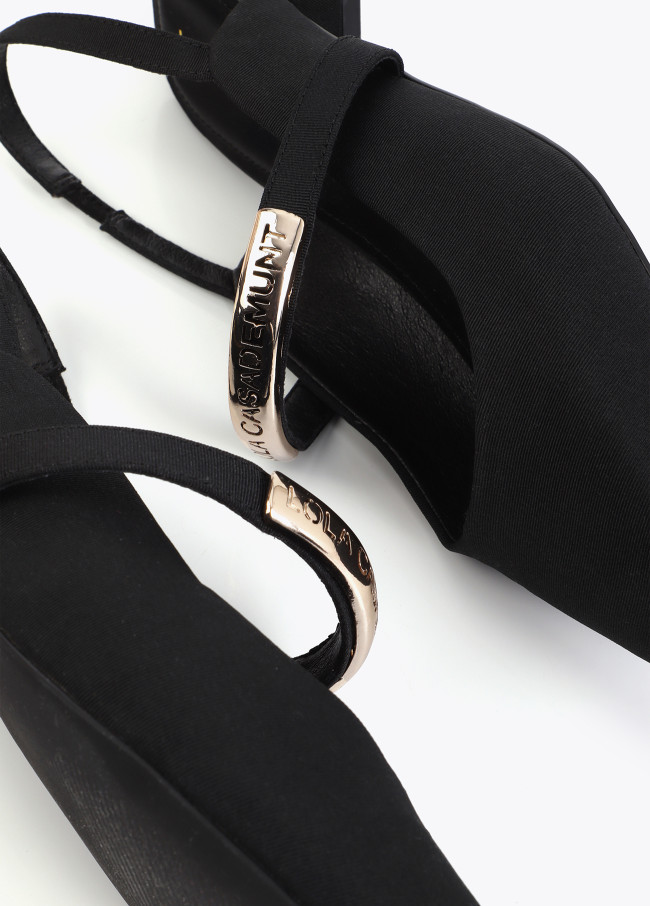 Flat Shoe in Grosgrain Fabric with Logo Detail