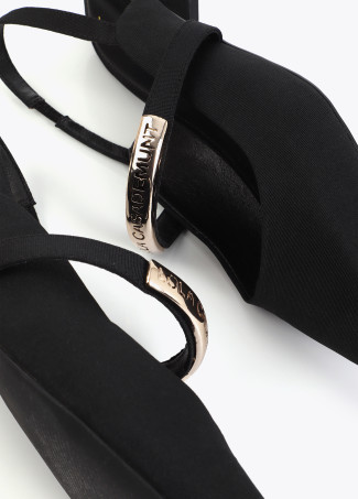 Flat Shoe in Grosgrain Fabric with Logo Detail