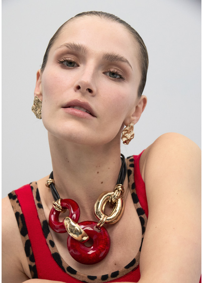 Collana Corta con Dischi Acrilici