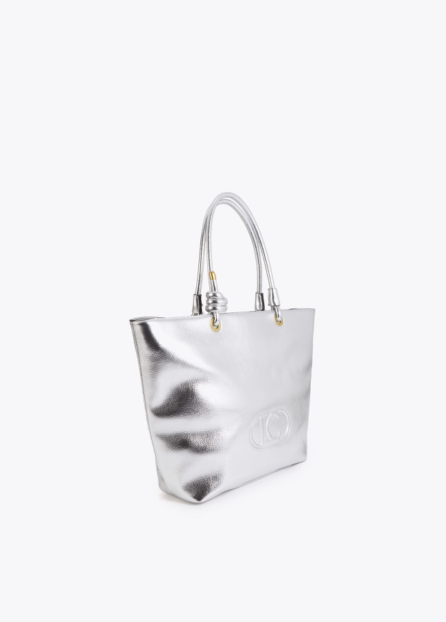 Golden Deconstructed Shopper with Embossed Oval...