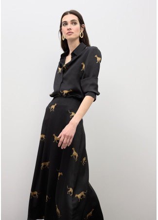 Satin Leopardenmuster Rock