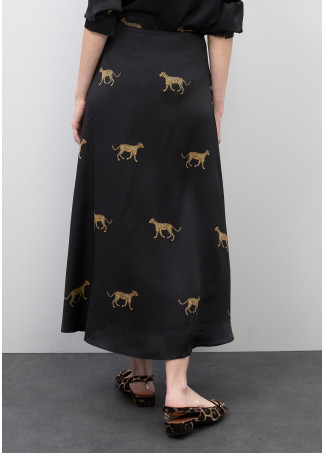 Satin Leopard Print Skirt