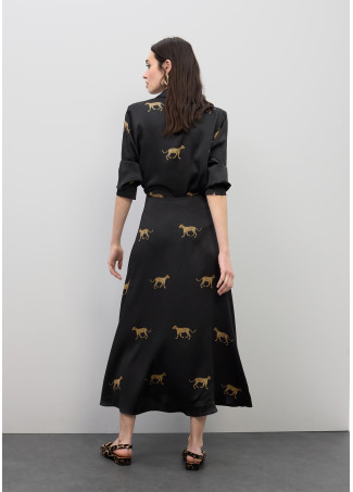 Satin Leopard Print Skirt