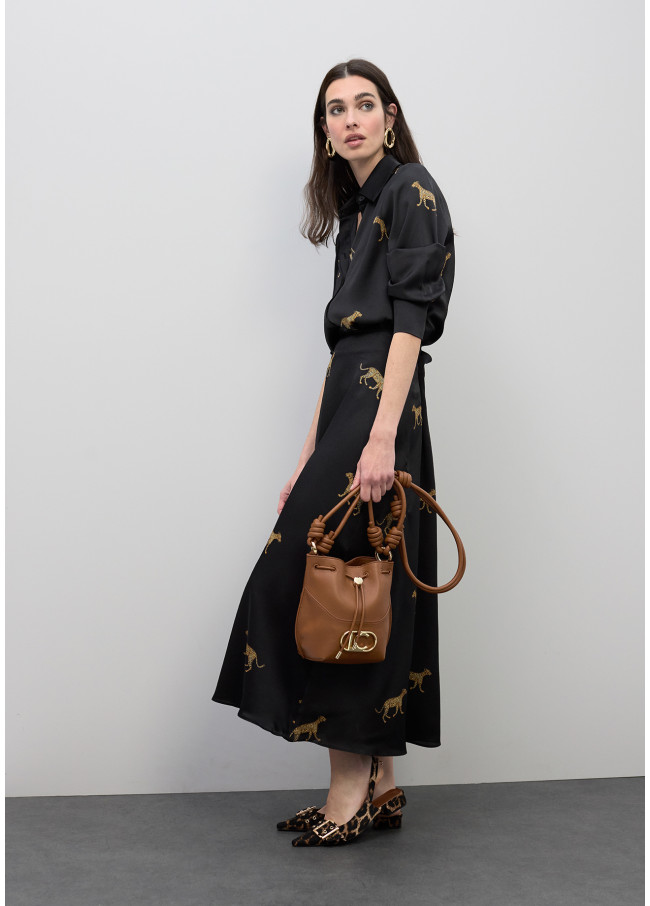 Satin Leopardenmuster Rock