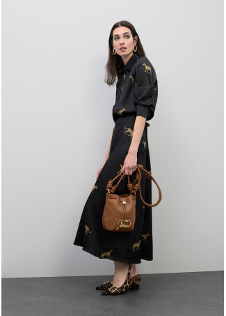 Satin Leopard Print Skirt