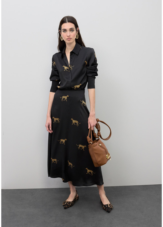 Satin Leopardenmuster Rock