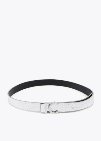 Reversible Belt with Silver Metallic LC Buckle