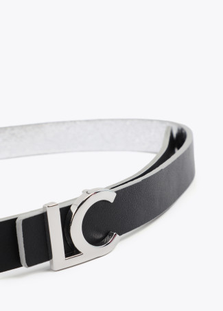 Reversible Belt with Silver Metallic LC Buckle