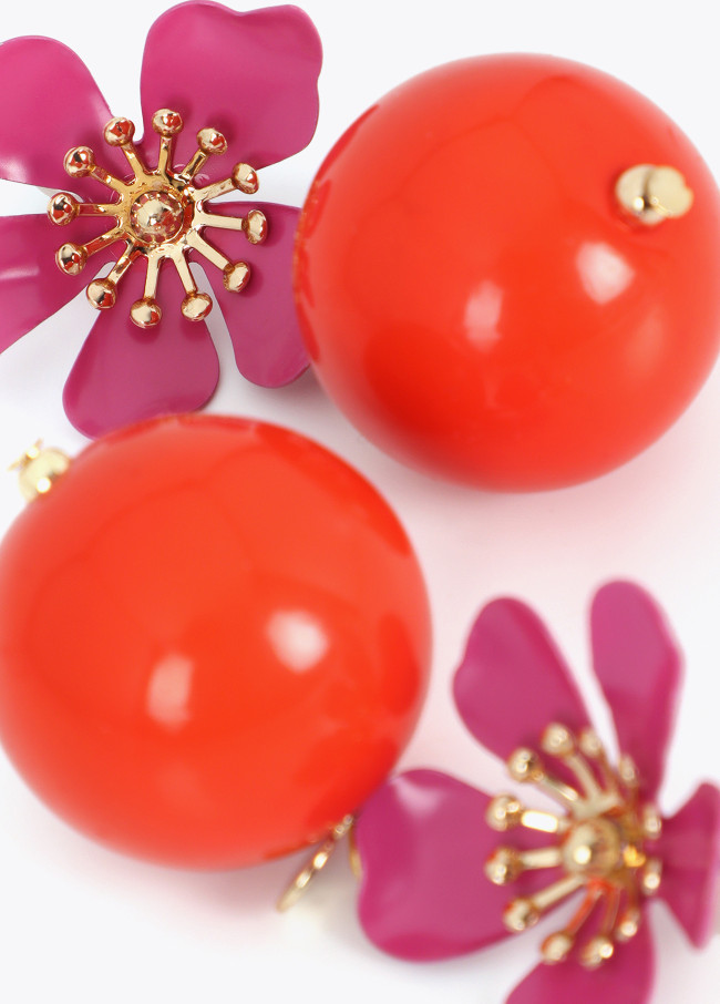 Lacquered Metal Flower Earring