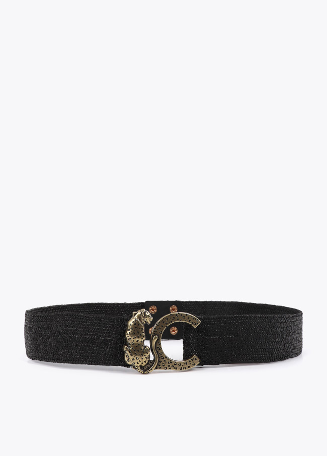 Ceinture en raphia élastique avec logo animal
