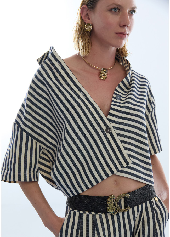 Cintura in rafia elastica con logo animale