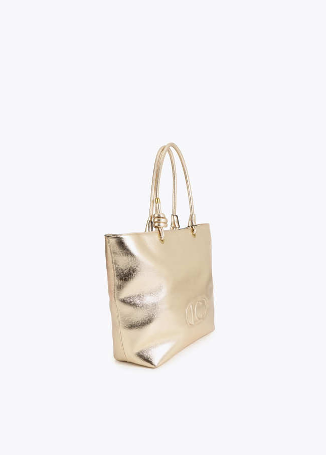 Unstructured Gold Shopper with Embossed Oval Logo