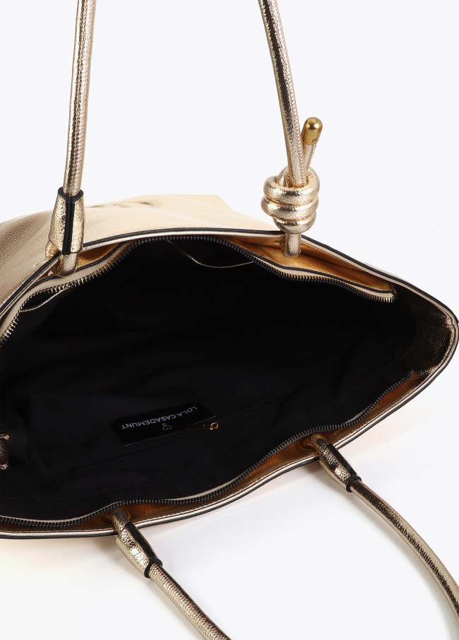 Unstructured Gold Shopper with Embossed Oval Logo