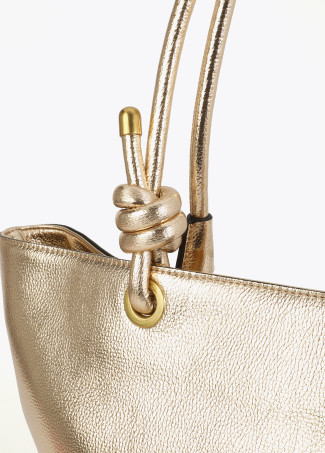 Destrukturierte Goldene Shopper mit Geprägtem Ovalem Logo