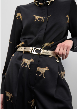 Cintura Metallizzata Reversibile Logo Ovale