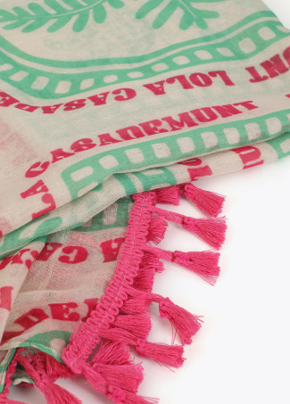 Paréo à Motifs Tropicaux avec Franges