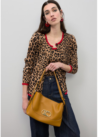 Cardigan con Bordi Contrastanti Rossi