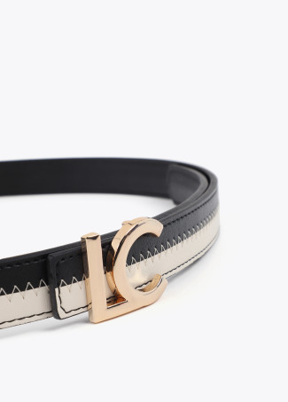 Ceinture bicolore rose et fuchsia avec boucle logo LC